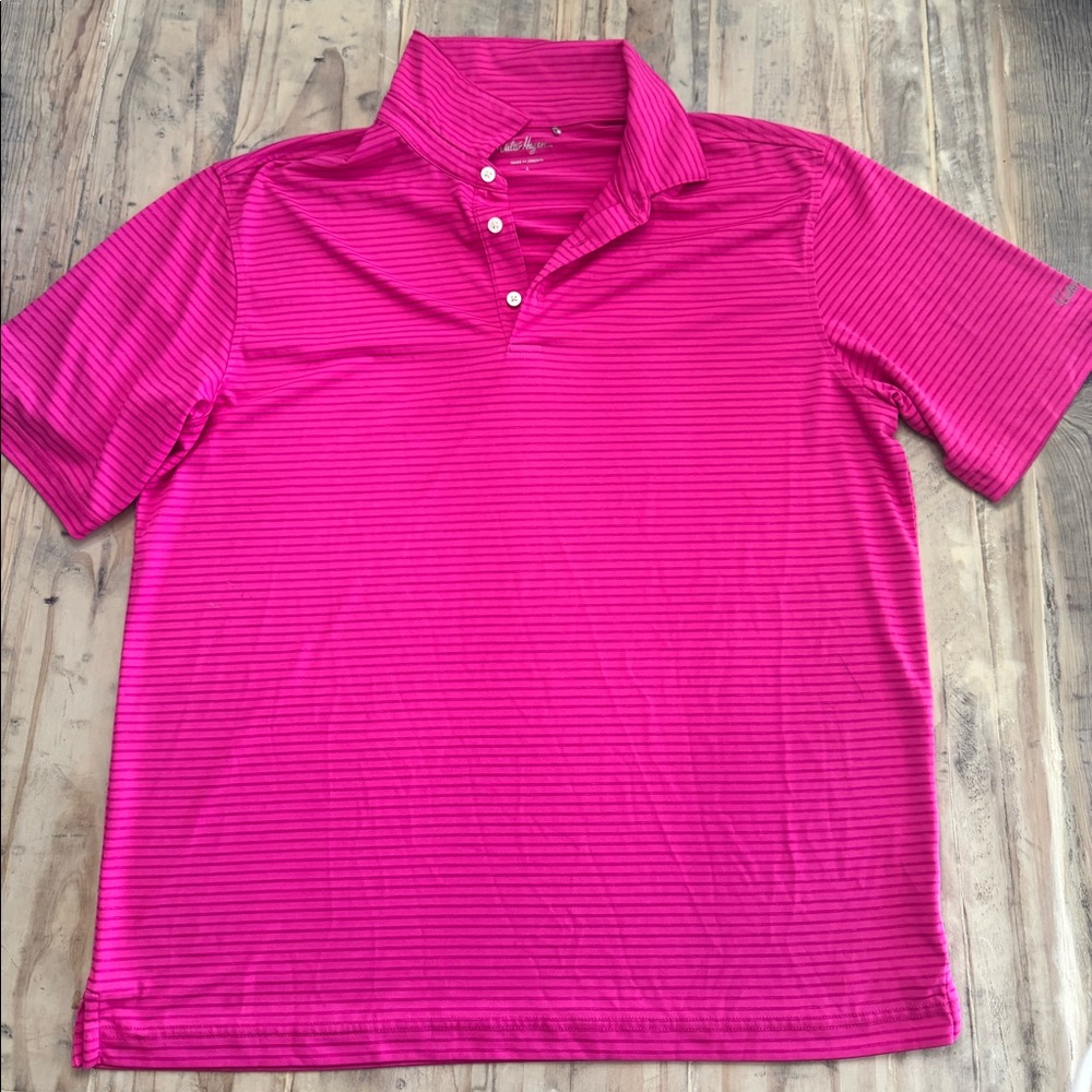 Walter Hagen Men's Essential Texture Striped Golf Polo in pink